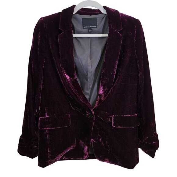 Banana Republic Sour Cherry Velvet Blazer Hayden Pull On Pants Size 2/M - Picture 3 of 15